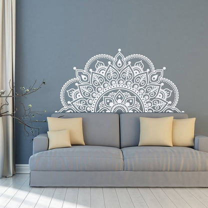 ELECTROPRIME 2PCS Mandala Flower PVC Removable Personality Wall Sticker Living Room Bedroom Sofa Background Wall(White)