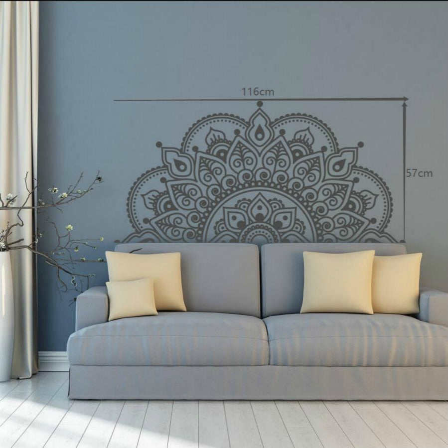 ELECTROPRIME 2PCS Mandala Flower PVC Removable Personality Wall Sticker Living Room Bedroom Sofa Background Wall(White)