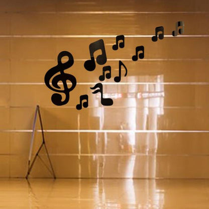 ELECTROPRIME 3D Musical Notes Acrylic Mirrors Wall Sticker Home Decor Living Room Wall Decoration Art DIY Wall Stickers(Black)