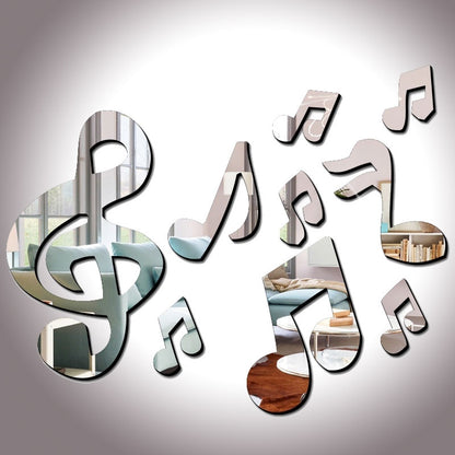 ELECTROPRIME 3D Musical Notes Acrylic Mirrors Wall Sticker Home Decor Living Room Wall Decoration Art DIY Wall Stickers(Blue)