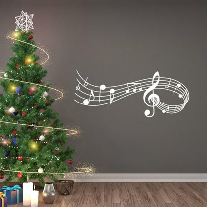 ELECTROPRIME Music Sound Notes Wall Decal Bedroom Music Classroom Decor Removable Music Sticker, Size:M 39cmx100cm(White)
