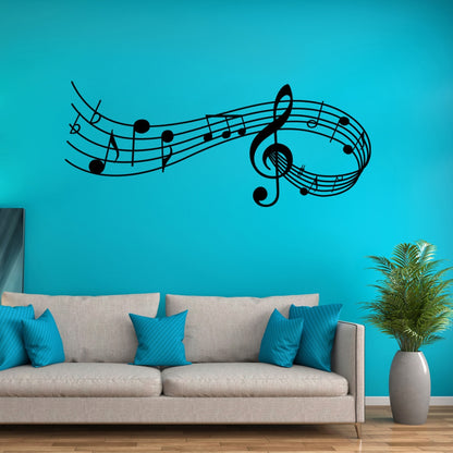 ELECTROPRIME Music Sound Notes Wall Decal Bedroom Music Classroom Decor Removable Music Sticker, Size:L 57.5cmx150cm(Black)