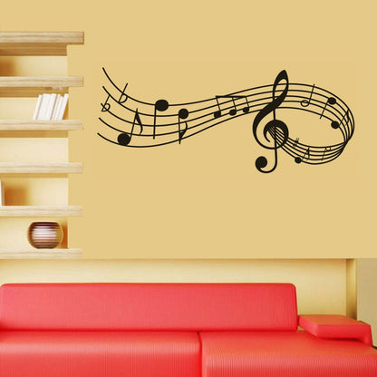 ELECTROPRIME Music Sound Notes Wall Decal Bedroom Music Classroom Decor Removable Music Sticker, Size:L 57.5cmx150cm(Black)