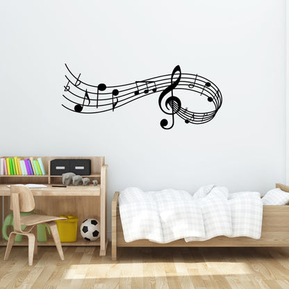 ELECTROPRIME Music Sound Notes Wall Decal Bedroom Music Classroom Decor Removable Music Sticker, Size:L 57.5cmx150cm(Black)