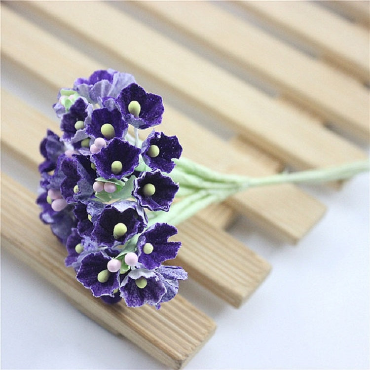 ELECTROPRIME 5 Branches DIY Hand-simulated Plum Mini Flocking Cloth Lucky Flower(Purple)