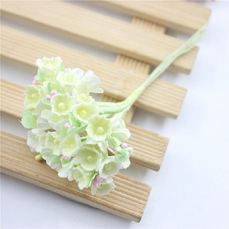 ELECTROPRIME 5 Branches DIY Hand-simulated Plum Mini Flocking Cloth Lucky Flower(Milk White)