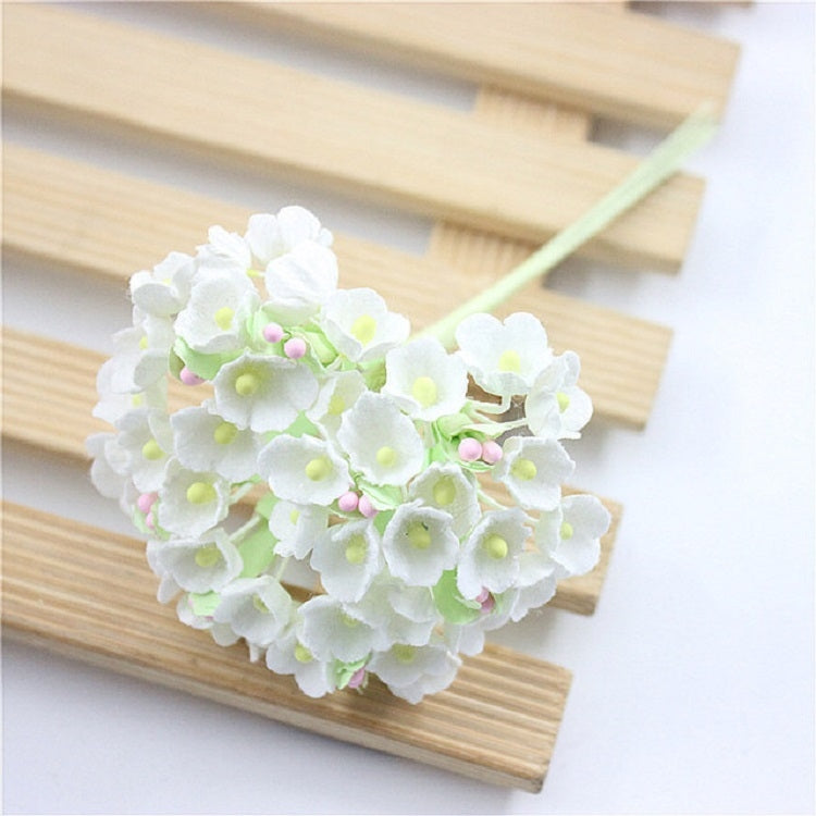 ELECTROPRIME 5 Branches DIY Hand-simulated Plum Mini Flocking Cloth Lucky Flower(White)