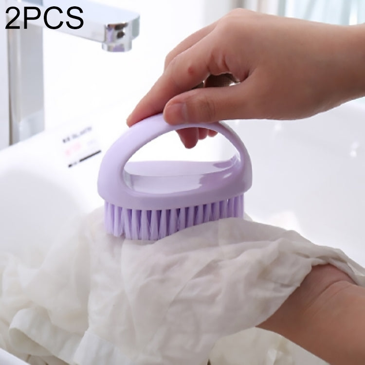 ELECTROPRIME 2 PCS  Multi Functional Soft Hair Laundry Washing Shoes Bathroom Cleaning Brush(Purple)