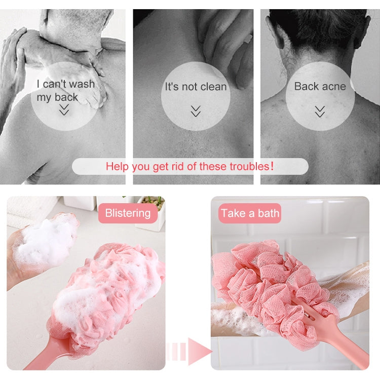 ELECTROPRIME Thick Non-slip Long Handle Bath Brush Bath Rub(Pink)