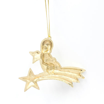 ELECTROPRIME 2 PCS  ChristmasGold Powder Acrylic Angel Pendant Ornament, Specification: Three Angels