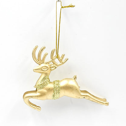 ELECTROPRIME 2 PCS  ChristmasGold Powder Acrylic Angel Pendant Ornament, Specification: Three Elk