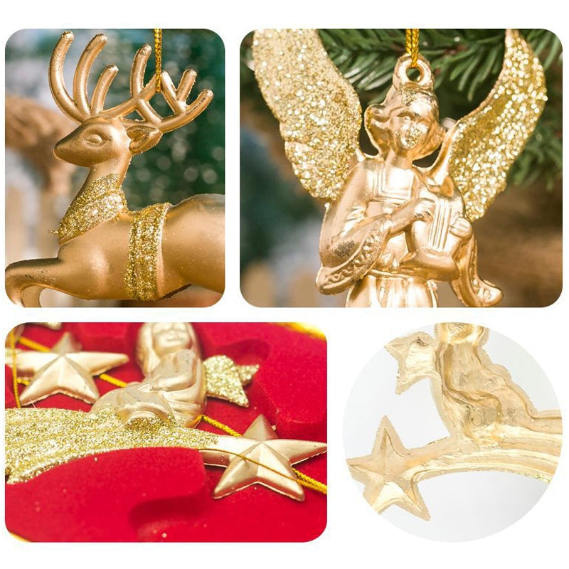 ELECTROPRIME 2 PCS  ChristmasGold Powder Acrylic Angel Pendant Ornament, Specification: Three Elk