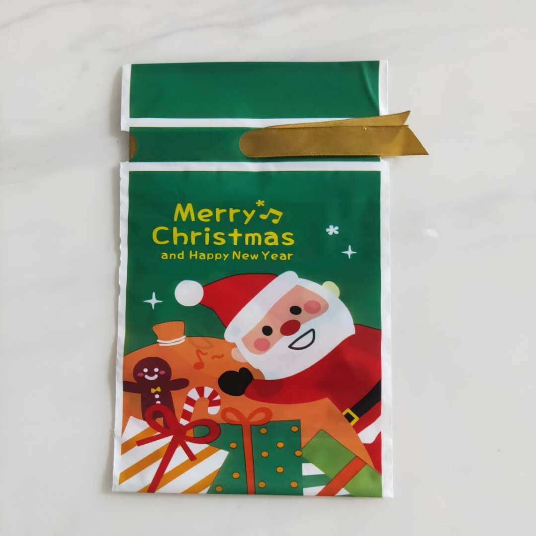 ELECTROPRIME 50pcs / Pack Christmas Gift Bag Candy Biscuit Drawstring Bundle Christmas Cookie Bag, Random Pattern Delivery