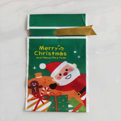 ELECTROPRIME 50pcs / Pack Christmas Gift Bag Candy Biscuit Drawstring Bundle Christmas Cookie Bag, Random Pattern Delivery