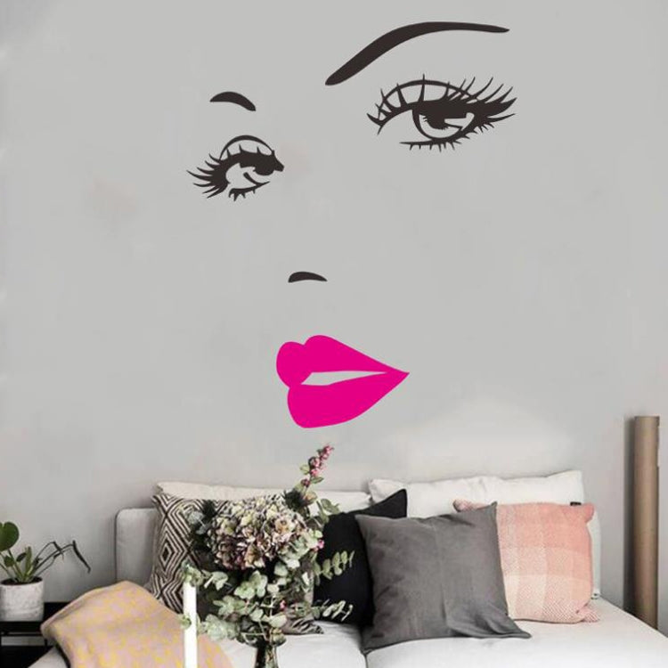 ELECTROPRIME Sexy Lips Woman Portrait Beauty Salon Bedroom Living Room Decoration PVC Wall Sticker(Pink)