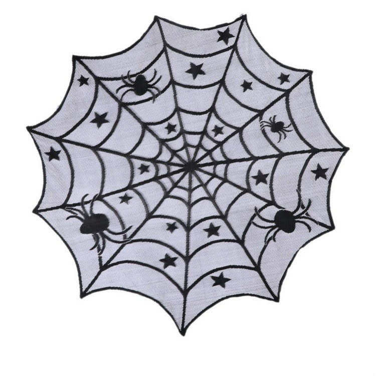 ELECTROPRIME Halloween Party Black Lace Spider Web Tablecloth Decoration, Size:102x102CM