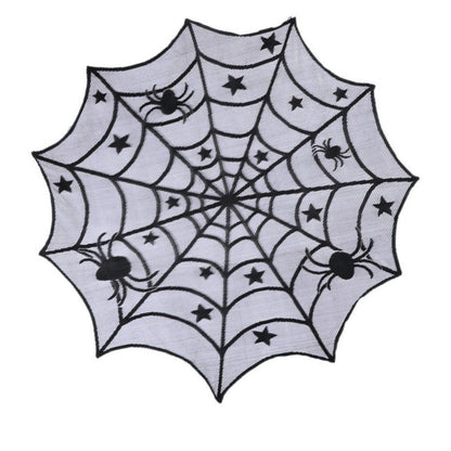 ELECTROPRIME Halloween Party Black Lace Spider Web Tablecloth Decoration, Size:102x102CM