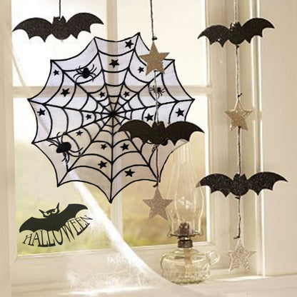 ELECTROPRIME Halloween Party Black Lace Spider Web Tablecloth Decoration, Size:102x102CM