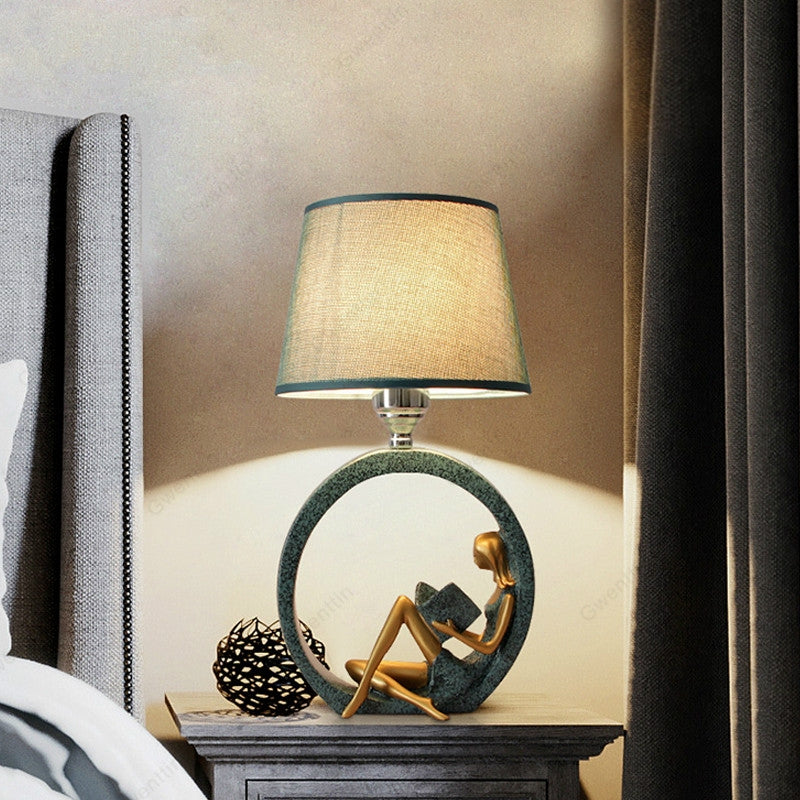 ELECTROPRIME Modern Bedside Reading Statue Base Lamp Home Decoration, Light color:Button Switch 3W Yellow Light Bulb