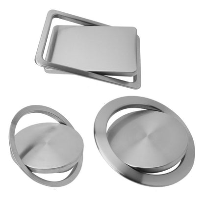 ELECTROPRIME Embedded Type Stainless Steel Swing Cover Flip Kitchen Countertop Trash Can Lid  Cap, Size:Round Drawing 20cm Diameter(Silver)