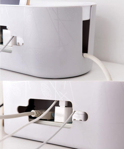 ELECTROPRIME Home Cable Storage Box Hollow Wire Cord Safety Tidy Organizer Container, SIZE:Normal(White)