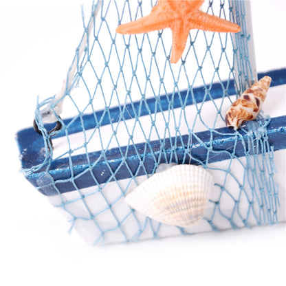 ELECTROPRIME Vintage Wooden Canvas Boat Model Decoration Home room Decoration(Red Flag  Boat)