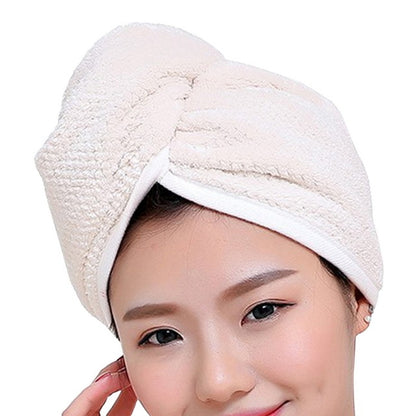 ELECTROPRIME Womens Magic Quick Dry Bath Hair Drying Towel Cap Bathing Tool(Creamy White)