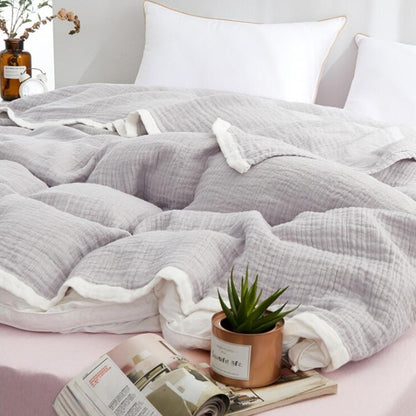 ELECTROPRIME Spring and Summer Thick Washed Gauze Six Layer Nap Air Conditioning Blanket, Size:150X200cm, Color:Pink