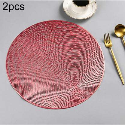 ELECTROPRIME 2 PCS Fashion Round Hollow Placemats PVC Table Mats Coffee Cup Pad(Red)
