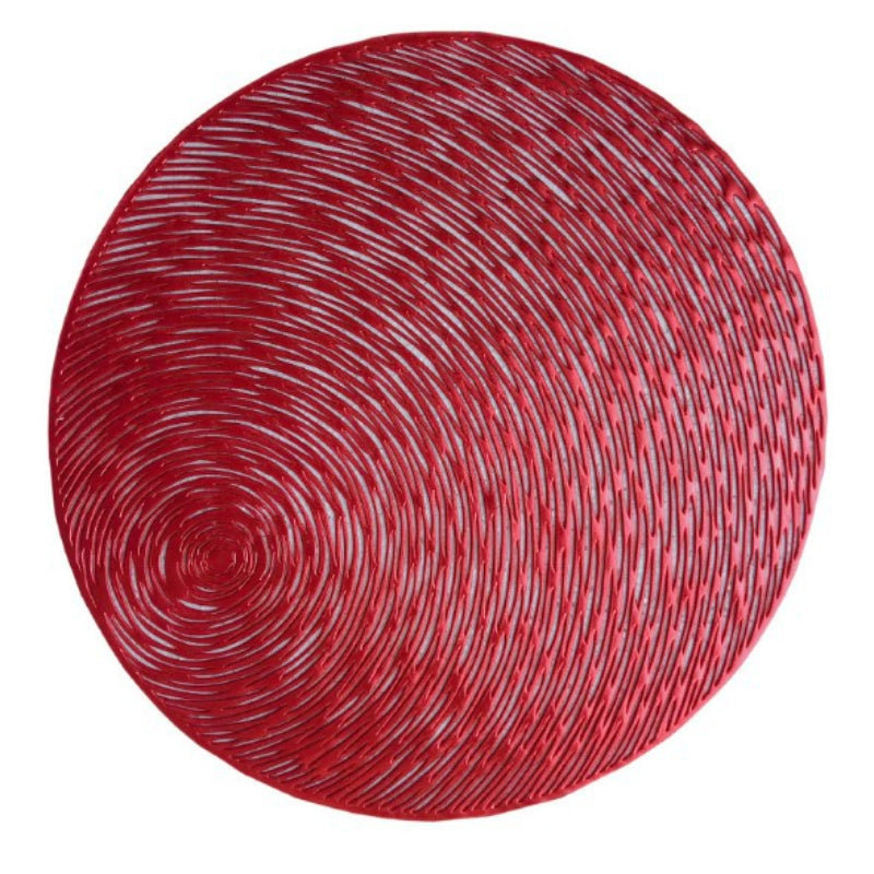 ELECTROPRIME 2 PCS Fashion Round Hollow Placemats PVC Table Mats Coffee Cup Pad(Red)