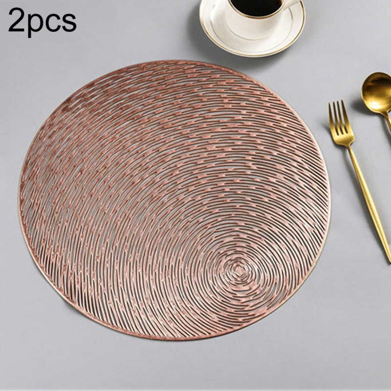 ELECTROPRIME 2 PCS Fashion Round Hollow Placemats PVC Table Mats Coffee Cup Pad(Bronze)
