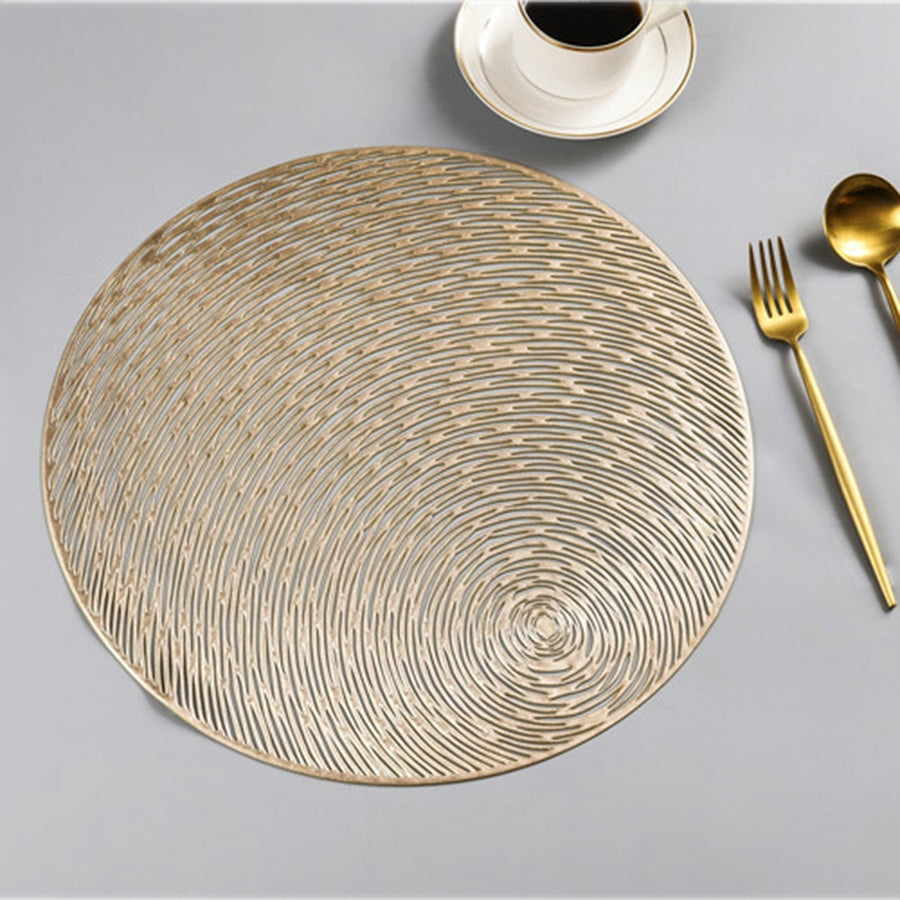 ELECTROPRIME 2 PCS Fashion Round Hollow Placemats PVC Table Mats Coffee Cup Pad(Bronze)