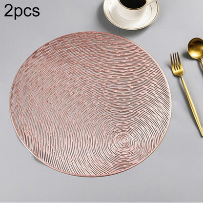 ELECTROPRIME 2 PCS Fashion Round Hollow Placemats PVC Table Mats Coffee Cup Pad(Rose Gold)