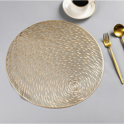 ELECTROPRIME 2 PCS Fashion Round Hollow Placemats PVC Table Mats Coffee Cup Pad(Rose Gold)