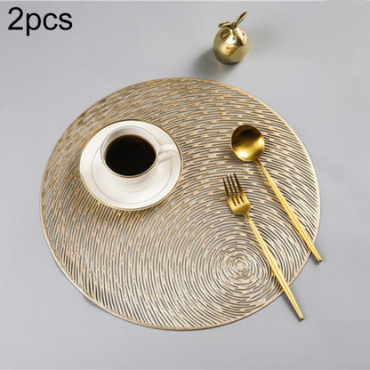 ELECTROPRIME 2 PCS Fashion Round Hollow Placemats PVC Table Mats Coffee Cup Pad(Gold)