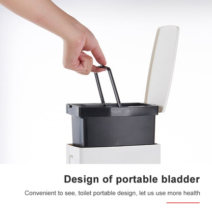 ELECTROPRIME Bathroom Trash Can Toilet Brush Set Toilet Garbage Container(White)