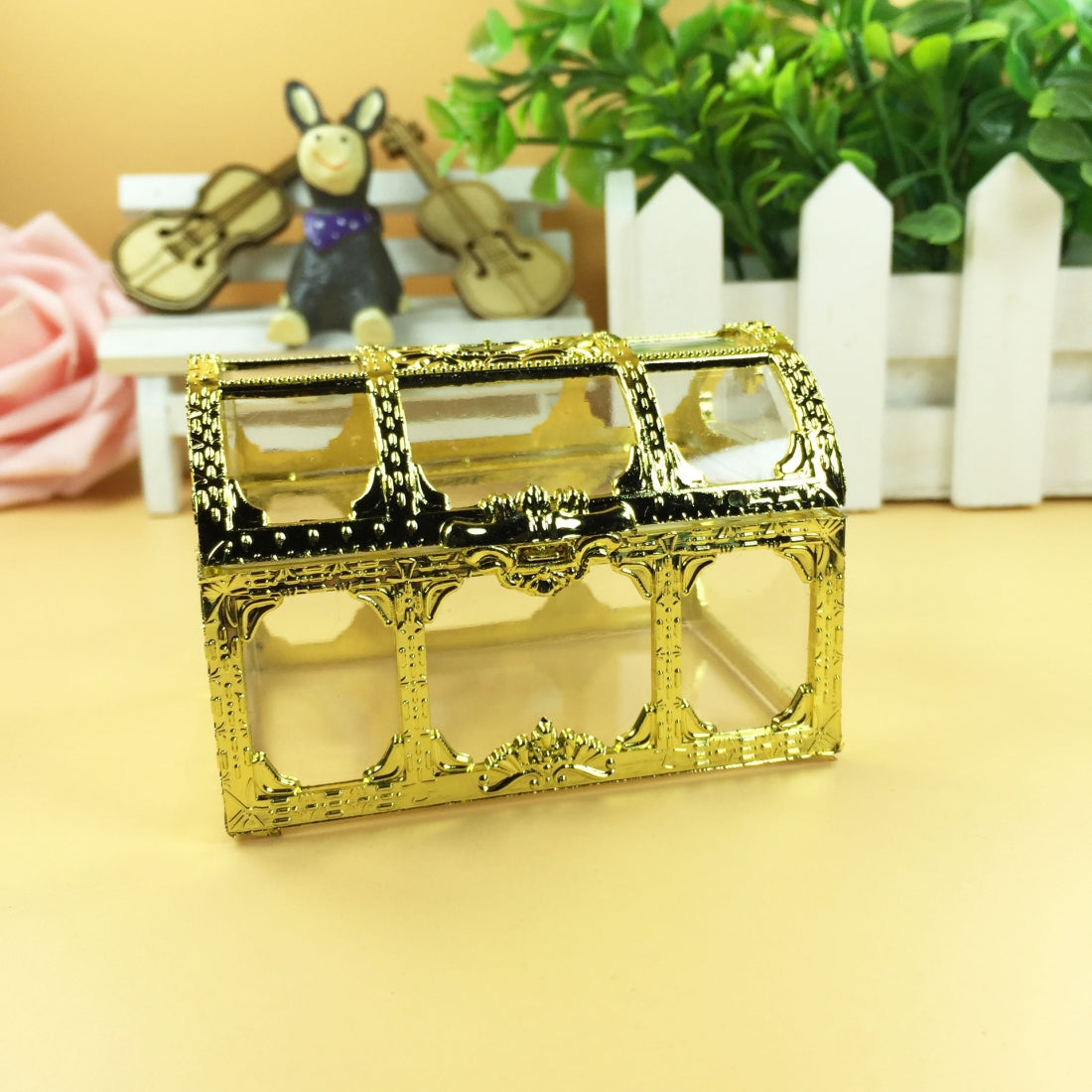 ELECTROPRIME 2 PCS Mini Jewelry Storage Box Princess Style Decoration Box Gift Candy Storage Box(Gold)