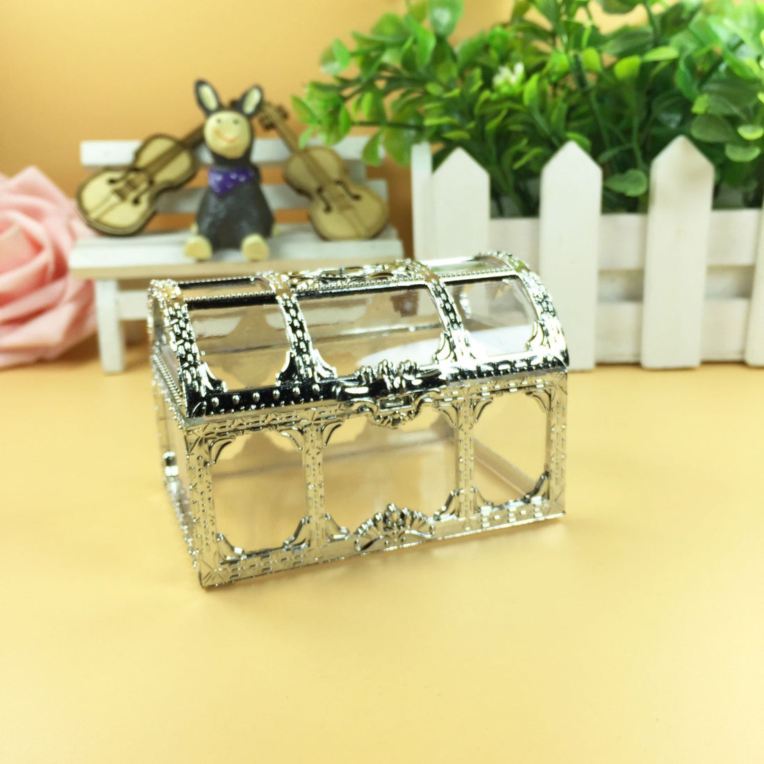ELECTROPRIME 2 PCS Mini Jewelry Storage Box Princess Style Decoration Box Gift Candy Storage Box(Silver)