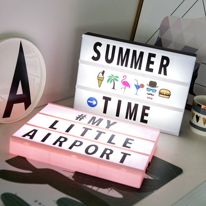 ELECTROPRIME Alphabet Handmade Puzzle Light Box Decoration Night Light Home Decoration with Black and White Card(Pink box pink strip)