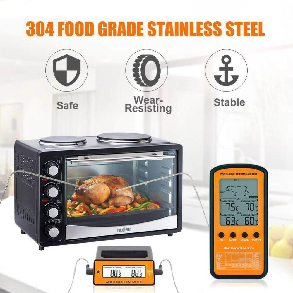 ELECTROPRIME Wireless Remote BBQ Thermometer Dual Probe Digital Cooking Meat Food Oven Thermometer