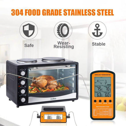 ELECTROPRIME Wireless Remote BBQ Thermometer Dual Probe Digital Cooking Meat Food Oven Thermometer