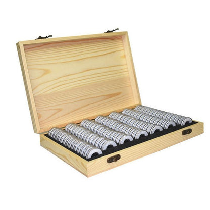 ELECTROPRIME 100 Commemorative Coin Protection Boxes Coin Collection Coin Storage Box(Wood)