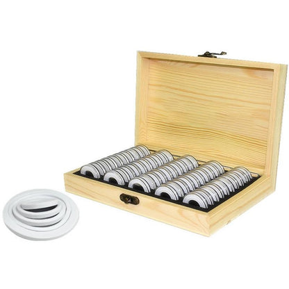 ELECTROPRIME 100 Commemorative Coin Protection Boxes Coin Collection Coin Storage Box(Wood)