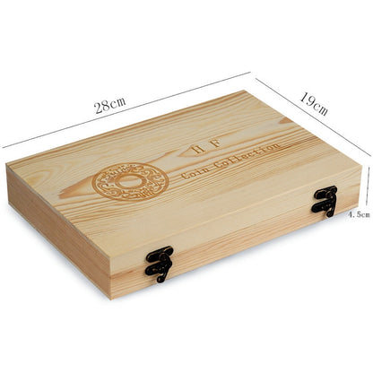 ELECTROPRIME 100 Commemorative Coin Protection Boxes Coin Collection Coin Storage Box(Wood)