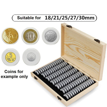 ELECTROPRIME 100 Commemorative Coin Protection Boxes Coin Collection Coin Storage Box(Wood)