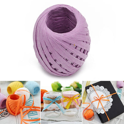 ELECTROPRIME 20M Paper Rope Raffia Ribbon Natural Lace Rope Gift Box Wrapping DIY Decoration(Llight Purple)