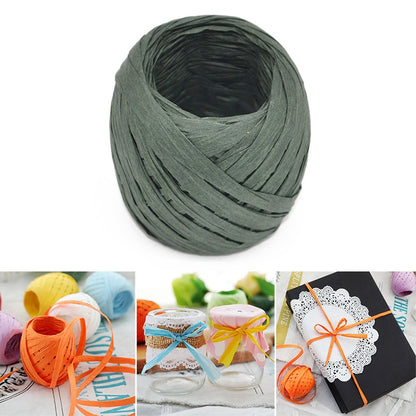 ELECTROPRIME 20M Paper Rope Raffia Ribbon Natural Lace Rope Gift Box Wrapping DIY Decoration(Dark Green)