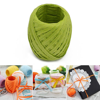 ELECTROPRIME 20M Paper Rope Raffia Ribbon Natural Lace Rope Gift Box Wrapping DIY Decoration(Grass Green)