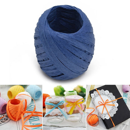 ELECTROPRIME 20M Paper Rope Raffia Ribbon Natural Lace Rope Gift Box Wrapping DIY Decoration(Royal Blue)