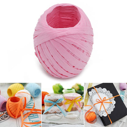 ELECTROPRIME 20M Paper Rope Raffia Ribbon Natural Lace Rope Gift Box Wrapping DIY Decoration(Light Pink)
